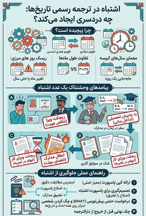 اشتباه در ترجمه رسمی تاریخ مدارک
