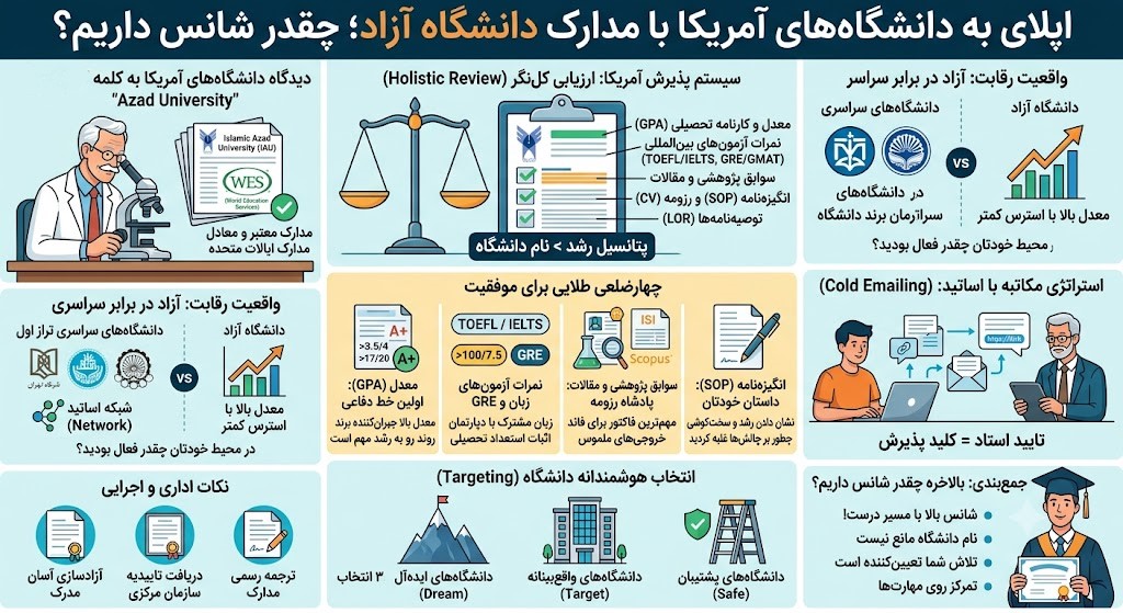 اپلای به دانشگاههای آمریکا با مدارک دانشگاه آزاد