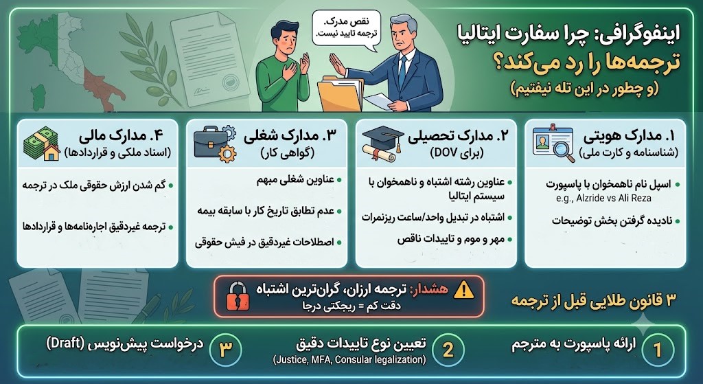 ترجمه مدارک برای سفارت ایتالیا